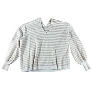 a loves a Sweater Womens‎ Size L Beige Striped V-Neck Pullover Balloon